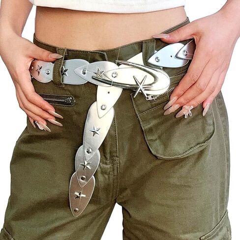 BODIY Star Studded Leather Belt Black Fashion Leather Belt Adjustable Belts Y2K Leather Accessories for Women in Kuwait