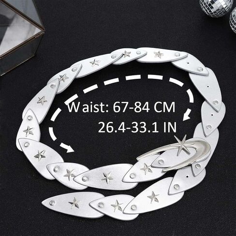 BODIY Star Studded Leather Belt Black Fashion Leather Belt Adjustable Belts Y2K Leather Accessories for Women in Kuwait