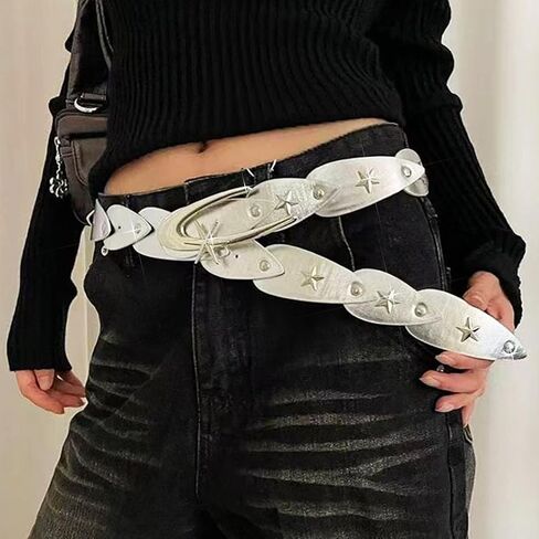 BODIY Star Studded Leather Belt Black Fashion Leather Belt Adjustable Belts Y2K Leather Accessories for Women in Kuwait
