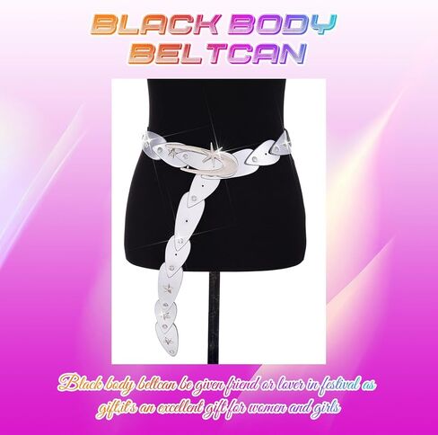 BODIY Star Studded Leather Belt Black Fashion Leather Belt Adjustable Belts Y2K Leather Accessories for Women in Kuwait