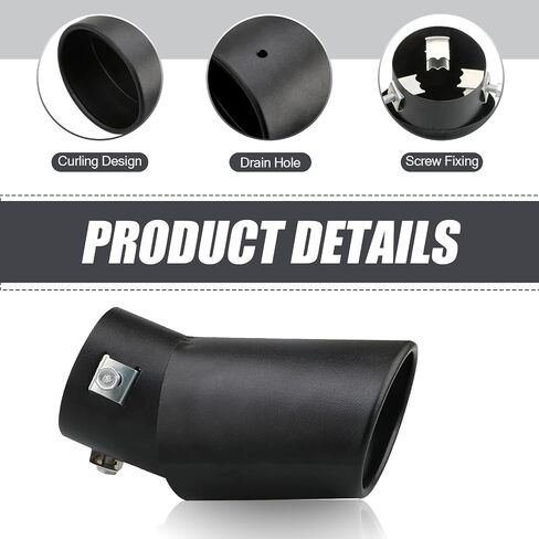 1 PC Car Exhaust Pipe Muffler, 5.51" Long 2.48"-3.35" Stainless Steel Polished Modified Exhaust Pipe, Noise Reduction External Rear Tailpipe, Universal for Most Cars (Black #Straight) in Saudi Arabia