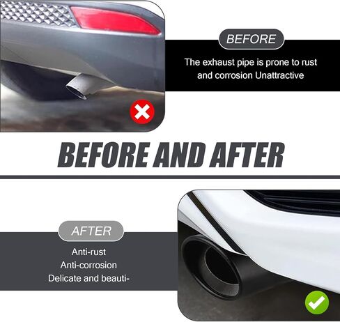 1 PC Car Exhaust Pipe Muffler, 5.51" Long 2.48"-3.35" Stainless Steel Polished Modified Exhaust Pipe, Noise Reduction External Rear Tailpipe, Universal for Most Cars (Black #Straight) in Saudi Arabia