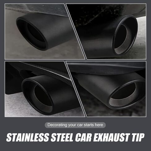 1 PC Car Exhaust Pipe Muffler, 5.51" Long 2.48"-3.35" Stainless Steel Polished Modified Exhaust Pipe, Noise Reduction External Rear Tailpipe, Universal for Most Cars (Black #Straight) in Saudi Arabia