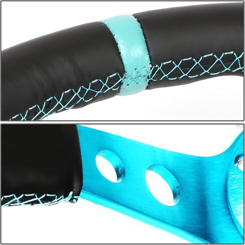 NRG Innovations NRG-RST-006S-TL Reinforced Steering Wheel - 350MM Sport Steering Wheel (3" Deep) - Black Suede Teal Center Mark with Teal Stitching and Teal Center spoke in Saudi Arabia