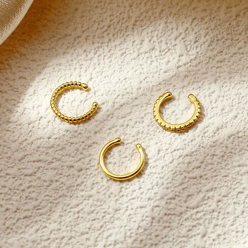 Gold Plated Ear Cuffs Non Piercing Dainty Earring Set for Women S925 Sterling Silver Clip on Cartilage Hoop Earring CZ Fake Earrings Birthday Jewelry for Mom Daughter Graduation Gifts in Kuwait