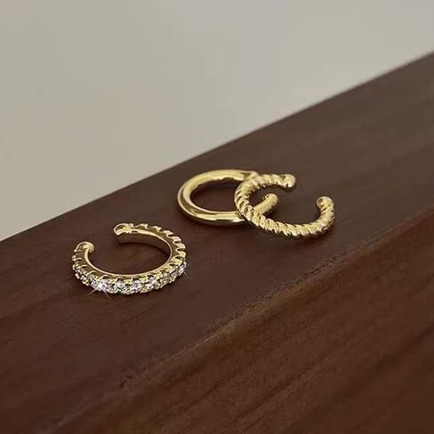 Gold Plated Ear Cuffs Non Piercing Dainty Earring Set for Women S925 Sterling Silver Clip on Cartilage Hoop Earring CZ Fake Earrings Birthday Jewelry for Mom Daughter Graduation Gifts in Kuwait