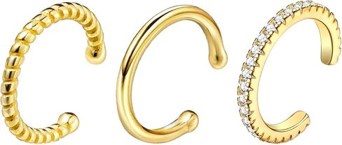 Gold Plated Ear Cuffs Non Piercing Dainty Earring Set for Women S925 Sterling Silver Clip on Cartilage Hoop Earring CZ Fake Earrings Birthday Jewelry for Mom Daughter Graduation Gifts in Kuwait