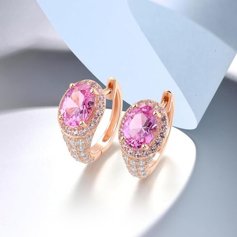 Santuzza Sterling Silver Hoop Earrings Cubic Zirconia Round Cuff Pierced Earrings for Women in Kuwait