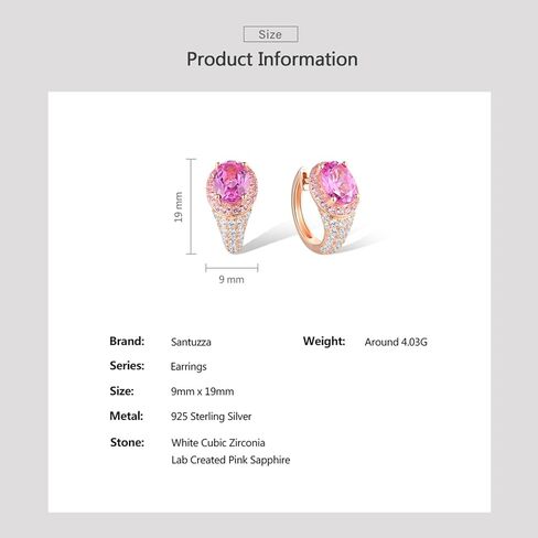 Santuzza Sterling Silver Hoop Earrings Cubic Zirconia Round Cuff Pierced Earrings for Women in Kuwait