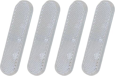 4pcs عاكسات الدراجات النارية 3.78 × 0.94 عاكس أوفال العاكس اللاصق للمقطورات والشاحنات والسيارات والدراجة والقارب (أبيض) in Saudi Arabia