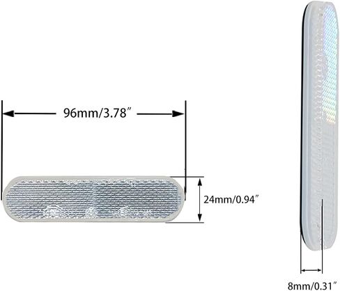 4Pcs Motorcycle Reflectors 3.78x0.94 Oval Reflector Self Adhesive for Trailers, Trucks, Automobiles,Bike,Boat (White) in Saudi Arabia