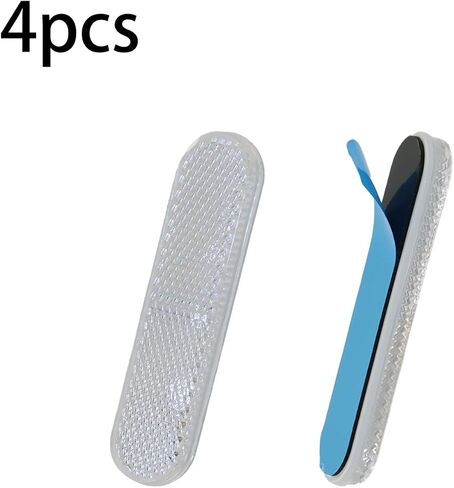 4Pcs Motorcycle Reflectors 3.78x0.94 Oval Reflector Self Adhesive for Trailers, Trucks, Automobiles,Bike,Boat (White) in Saudi Arabia