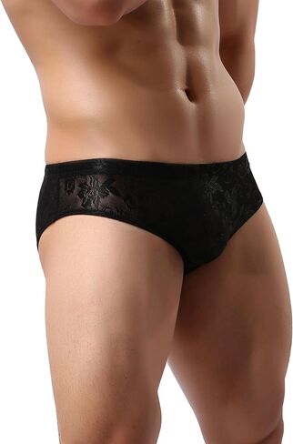Mens Mesh Underwear Sexy Briefs Lace Pants With Soft Bulge Pouch Soft Breathable Cheeky Underpants For Men M-2XL in Kuwait