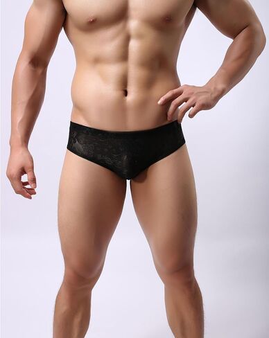 Mens Mesh Underwear Sexy Briefs Lace Pants With Soft Bulge Pouch Soft Breathable Cheeky Underpants For Men M-2XL in Kuwait