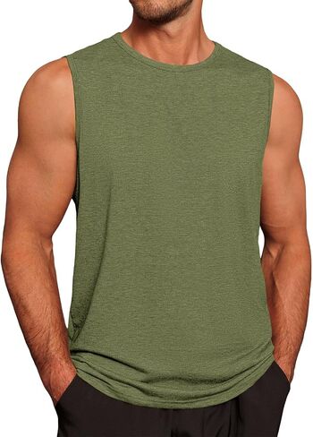Runcati Mens Workout Tank Tops Sleeveless Gym Muscle Athletic T Shirts Casual Summer Beach Tops in Saudi Arabia