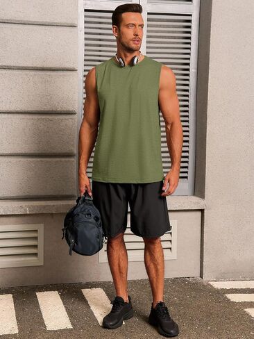 Runcati Mens Workout Tank Tops Sleeveless Gym Muscle Athletic T Shirts Casual Summer Beach Tops in Saudi Arabia