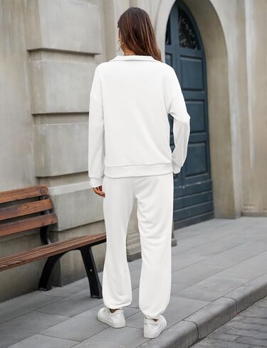 Women's Cozy 2 Piece Outfits Lounge Sets Long Sleeve Half Zip Sweatshirt Tops Jogger Sweatpants Sweats Track Suits Set in Saudi Arabia