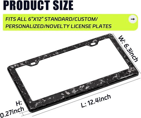 Real Carbon Fiber License Plate Frame, 100% Pure Carbon Fiber Frame, Black License Plate Holder Cover with Screw Caps, Anti-Vibration Pads, (Twill 2 Hole) in Saudi Arabia