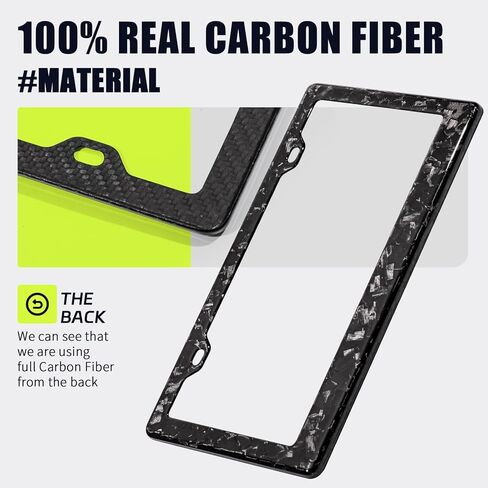 Real Carbon Fiber License Plate Frame, 100% Pure Carbon Fiber Frame, Black License Plate Holder Cover with Screw Caps, Anti-Vibration Pads, (Twill 2 Hole) in Saudi Arabia