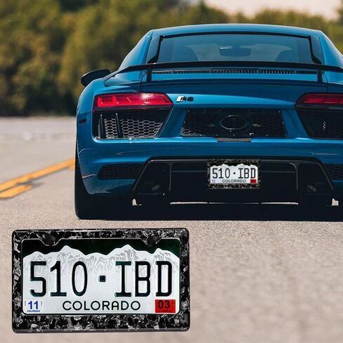 Real Carbon Fiber License Plate Frame, 100% Pure Carbon Fiber Frame, Black License Plate Holder Cover with Screw Caps, Anti-Vibration Pads, (Twill 2 Hole) in Saudi Arabia