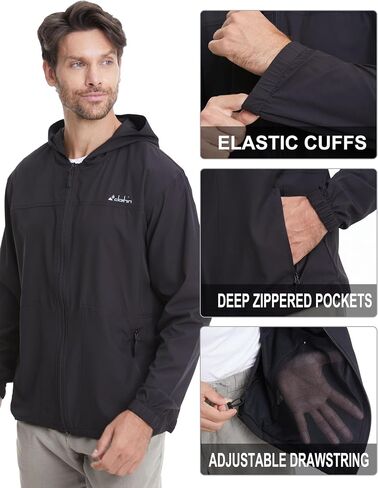 clothin Mens Lightweight Running Jacket with Hood Zip Pockets for Fishing Hiking Travel in Saudi Arabia