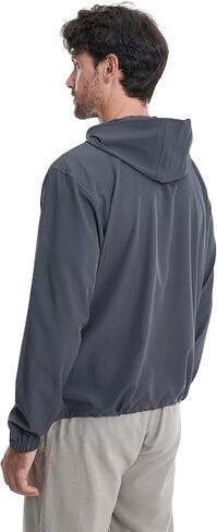 القماش رجالي سترة خفيفة الوزن مع جيوب هود الرمز البريدي للسفر المشي لمسافات طويلة الصيد in Kuwait