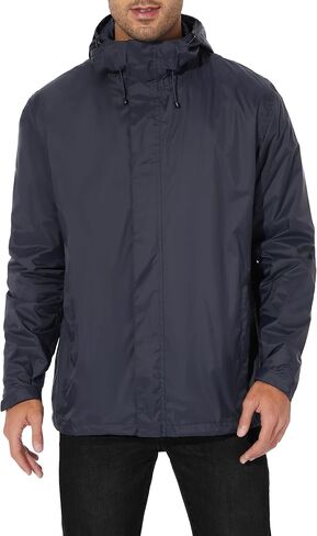 Men's Rain Jacket Lightweight Waterproof Raincoat with Adjustable Hooded Outdoor Hiking Windbreaker in Kuwait