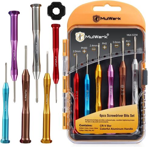 MulWark 6pc Magnetic Mini Flathead and Phillips Micro Precision Head Small Screwdriver Set CRV Eyeglasses Watches Electronics Computer Tools Repair Kit (6PC Screwdrivers) in Saudi Arabia