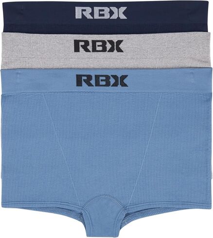 موجزات RBX النشطة عالية الخصر للنساء boyshorts مضلعة عالية الملابس الداخلية متعددة المحبوهة اللباس الداخلي 3 عبوات in Saudi Arabia
