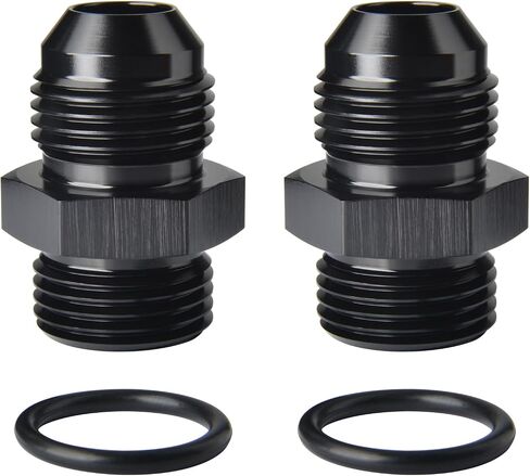8AN Male Flare to 8AN ORB O-ring Boss Fuel Pump Rail Adapter Fitting Aluminum Black, Pack of 2 in Kuwait