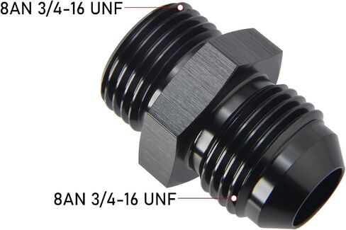 8AN Male Flare to 8AN ORB O-ring Boss Fuel Pump Rail Adapter Fitting Aluminum Black, Pack of 2 in Kuwait