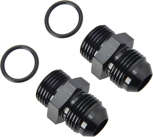8AN Male Flare to 8AN ORB O-ring Boss Fuel Pump Rail Adapter Fitting Aluminum Black, Pack of 2 in Kuwait