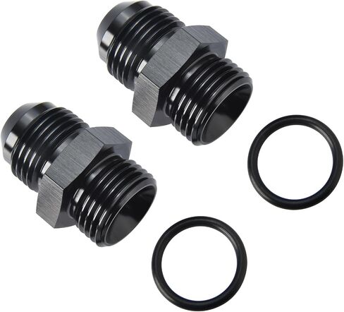8AN Male Flare to 8AN ORB O-ring Boss Fuel Pump Rail Adapter Fitting Aluminum Black, Pack of 2 in Kuwait