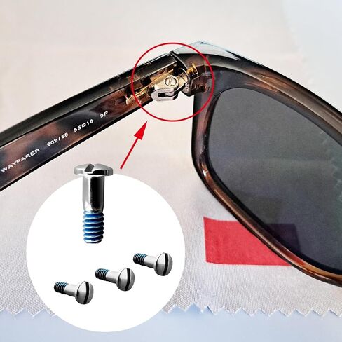Screws fit for Ray Ban Justin Frames RB4165 RB4371 Wayfarer RB2132 Screws 4 with Screwdriver 1 (Silver) in Saudi Arabia