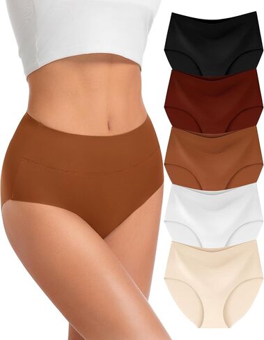 Seamless Underwear for Women High Waisted Briefs No Show Full Coverage Stretch Panties 5 Pack XS-2XL in Saudi Arabia