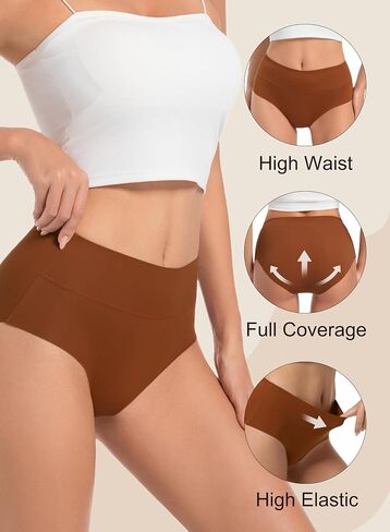 Seamless Underwear for Women High Waisted Briefs No Show Full Coverage Stretch Panties 5 Pack XS-2XL in Saudi Arabia