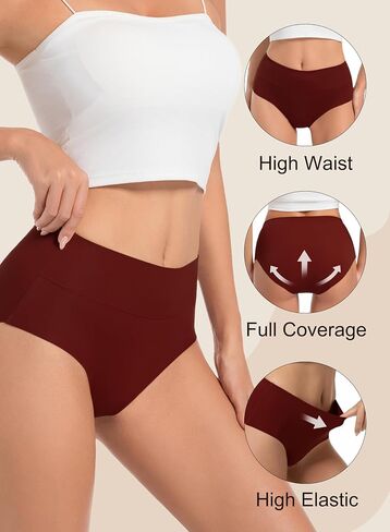 Seamless Underwear for Women High Waisted Briefs No Show Full Coverage Stretch Panties 5 Pack XS-2XL in Saudi Arabia
