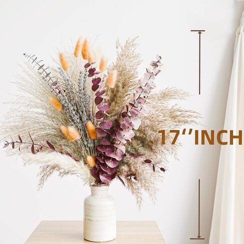 Green Pampas Grass Boho Bouquet – Exquisite Lavender and Eucalyptus Dried Flower Arrangements for Western Boho Decor – Rustic Flowers for Your Bohemian Home, Bedroom, and Wedding Table Décor in Saudi Arabia