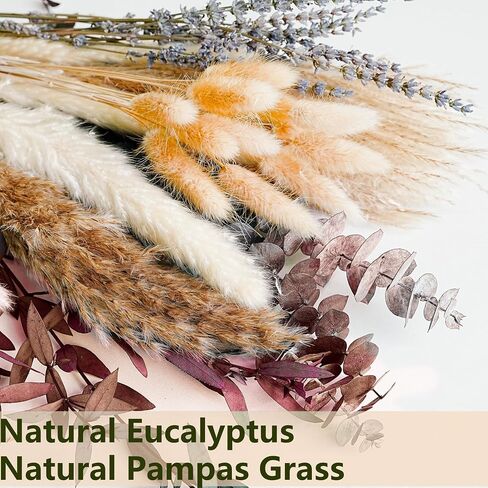 Green Pampas Grass Boho Bouquet – Exquisite Lavender and Eucalyptus Dried Flower Arrangements for Western Boho Decor – Rustic Flowers for Your Bohemian Home, Bedroom, and Wedding Table Décor in Saudi Arabia