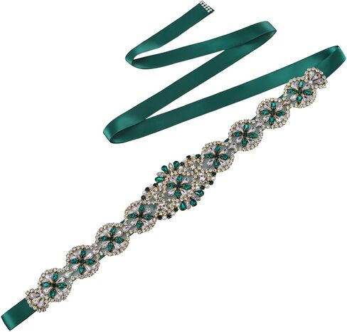 ECYC Ltd Crystal Rhinestone Wedding Dress Belt Emerald Green Rhinestone Bridal Belt Sashes Bridesmaid Dress Belt in Kuwait