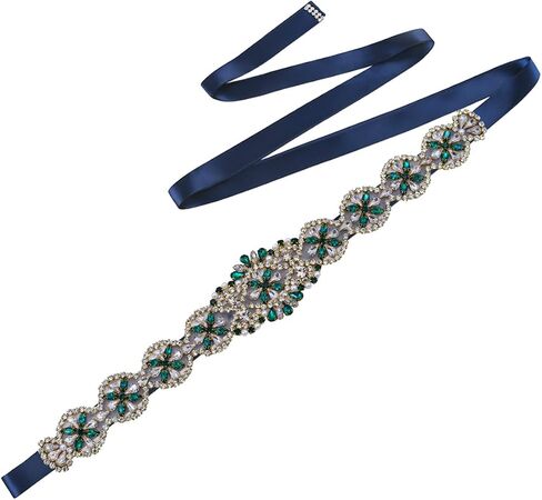 ECYC Ltd Crystal Rhinestone Wedding Dress Belt Emerald Green Rhinestone Bridal Belt Sashes Bridesmaid Dress Belt in Kuwait
