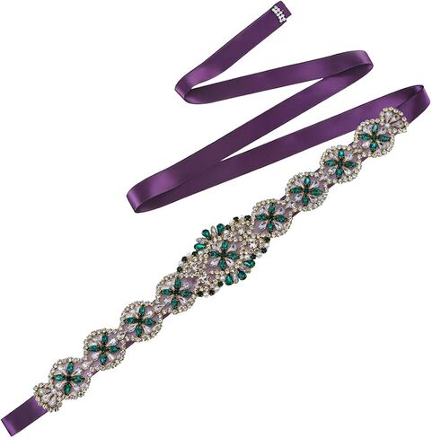 ECYC Ltd Crystal Rhinestone Wedding Dress Belt Emerald Green Rhinestone Bridal Belt Sashes Bridesmaid Dress Belt in Kuwait