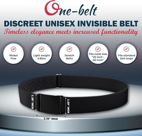 No Show Invisible Elastic Belts for Women & Men 1.5" adjustable Non Slip Fits waist upto 50 Inch. Designed in USA. in Saudi Arabia
