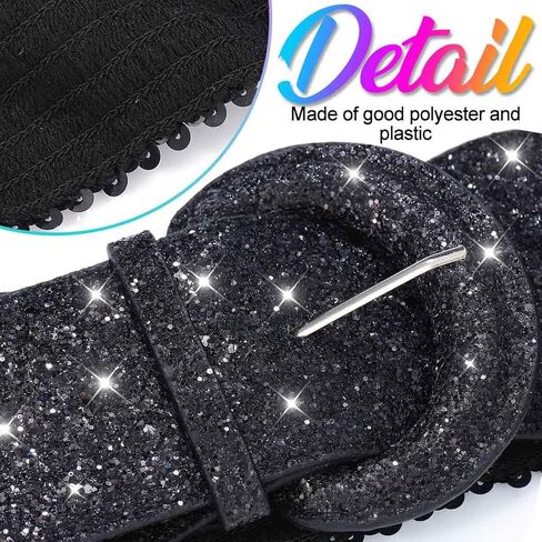 Nicute Sequin Waist Belt Wide Sparkly Dress Belts Elastic Waistband Cinch Accessory for Women in Kuwait