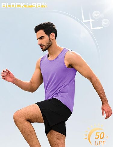 Cotrasen Men Tank Top Upf 50+ قميص من القطن بلا أكمام الرطوبة رطوبة كمال الأجسام كمال جيم. in Kuwait