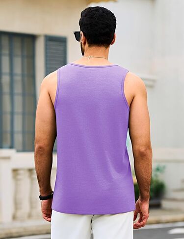 Cotrasen Men Tank Top Upf 50+ قميص من القطن بلا أكمام الرطوبة رطوبة كمال الأجسام كمال جيم. in Kuwait