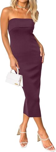 Arach & Cloz Women's Summer Mulberry Silk Blend Bodycon Backless Slit Midi Dress Dress Wedder Wedding Party Dresses 2025 in Kuwait