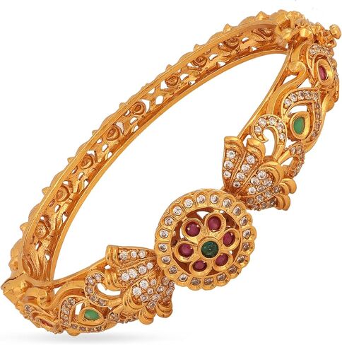 TARINIKA Antique Gold Plated Sarang Bangles with Floral Design - Indian Bangles for Women Perfect for Ethnic Occasions | Vadhandhi | Traditional Indian Bangles For Women | 1 Year Warranty* in Saudi Arabia