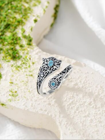 Mother Daughter Spoon Ring 925 Sterling Silver Elephant/Highland Cow/Dinosaur/Wolf/Dragonfly/Butterfly/Mushroom/Spoon Ring Vintage Boho Oxidized Wrap Adjustable Ring Gifts in Kuwait