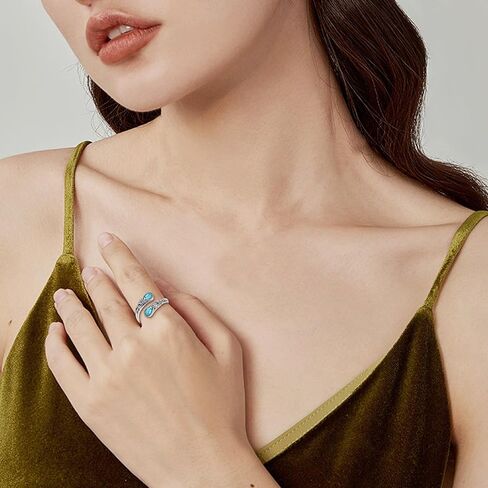 Moonstone/Moss Agate/Turquoise Spoon Rings 925 Sterling Silver Vintage Sumflower Thumb Ring for Women Vintage Gemstone Rings Gift For Mom Wife Sister Her in Kuwait